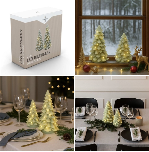 Led juletræer sæt med 2 stk.